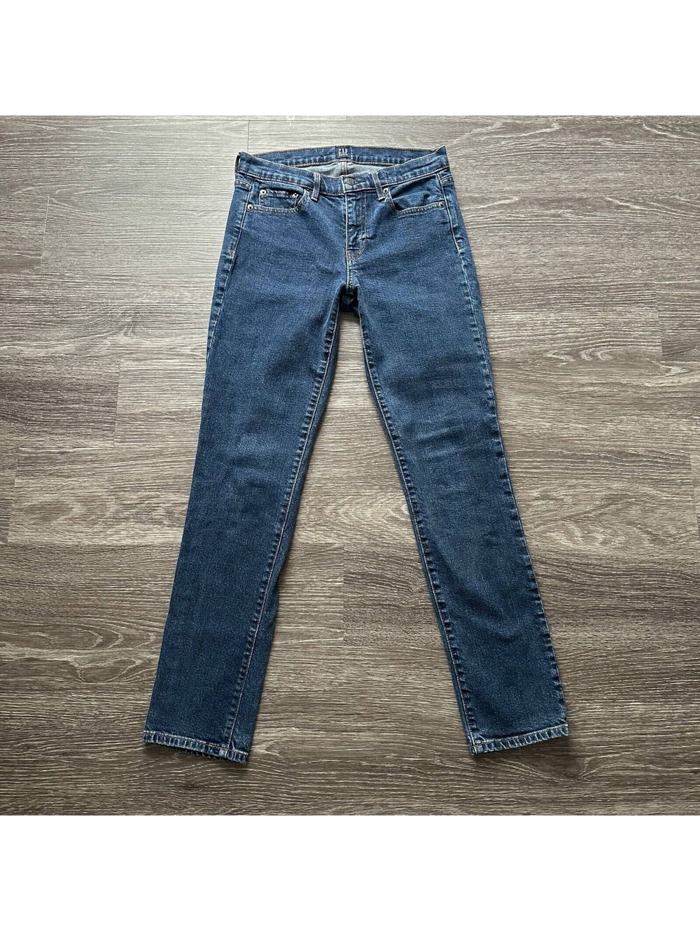 Gap 1969 Real Straight Jeans Women's 4/27R Mid Rise Blue Mid Wash Denim